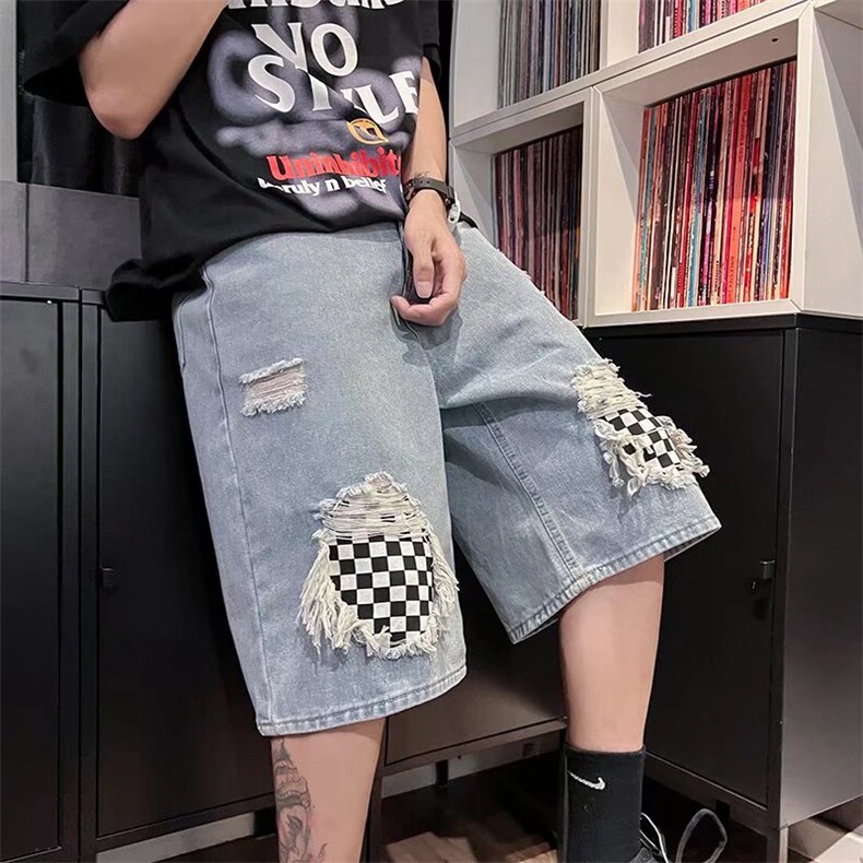 青春流行潮水洗直脚潮流牛仔裤气质夏季男拉链简约短裤DN202P36图片