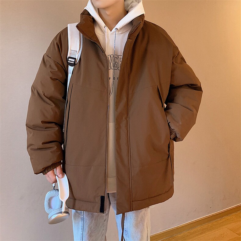 现货美式高街休闲夹克冬季立领纯色三防户外工装加厚棉服外套图片