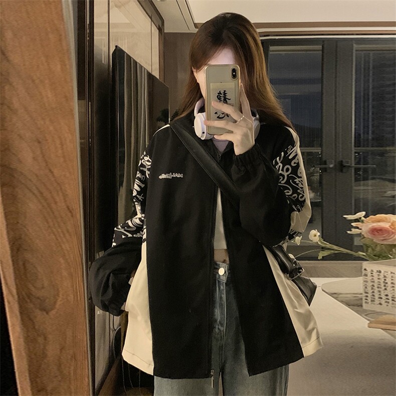 秋季宽松运动外套女新款时尚梭织拼接百搭连帽风衣女潮C381-85，男装风衣，星座911-2(原星座613-2）