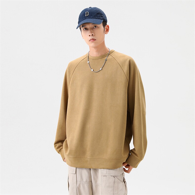 新款男百搭纯色圆领麂皮绒面料无影墙卫衣VE2021-P50控88,男装卫衣,星座717