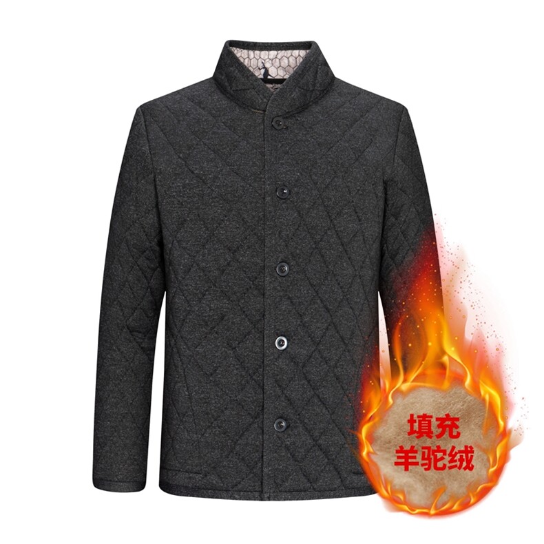 秋冬羊驼绒男士棉袄加绒加厚中老年棉衣外套内搭爸爸棉服冬装,男装棉衣,钱塘6003（原4033）