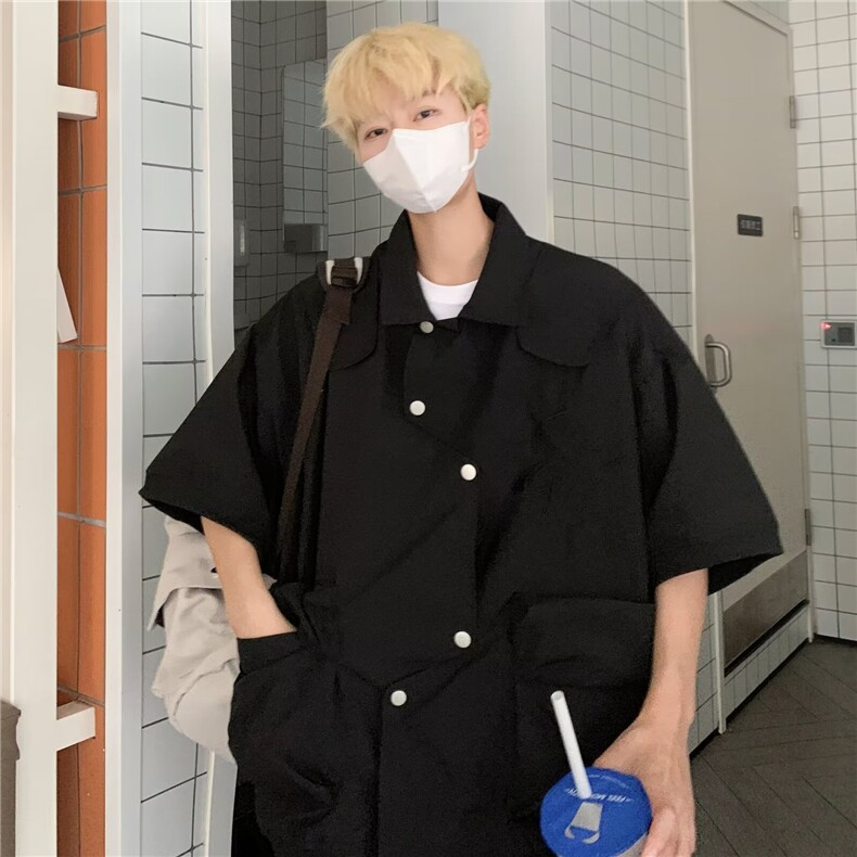 新中式男款夏季风短袖夹克男生刺绣潮酷工装夹克上衣,男装夹克,星座1013