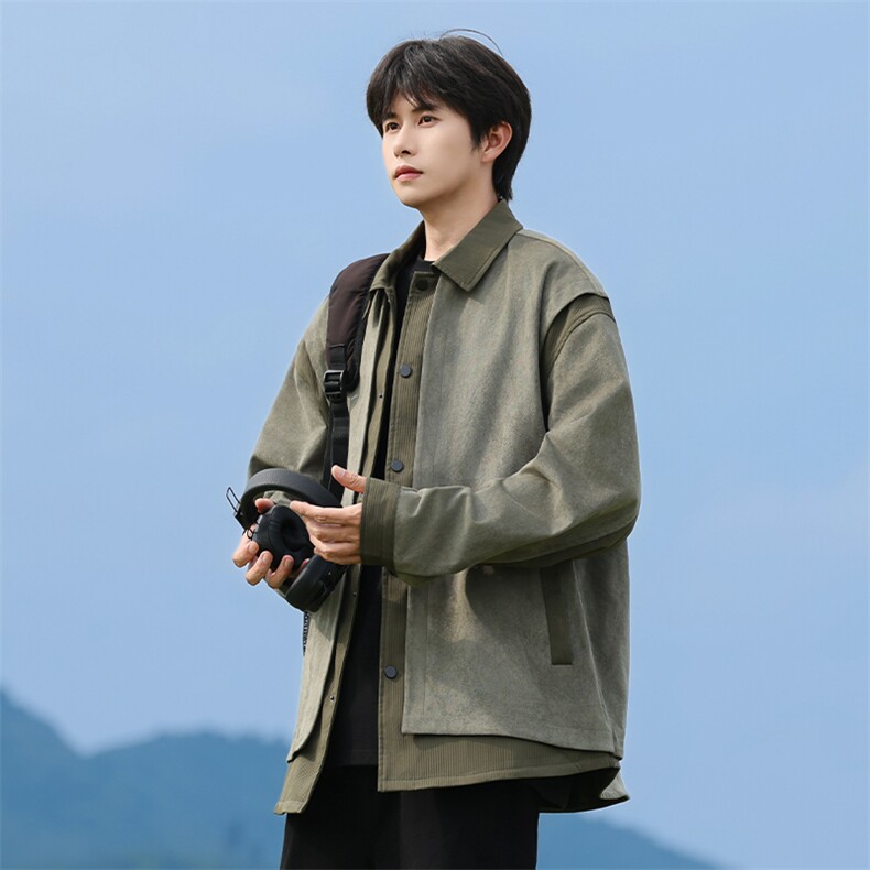 JK25028-P80秋季新款大码灯芯绒拼接夹克外套控138,男装夹克,星座109