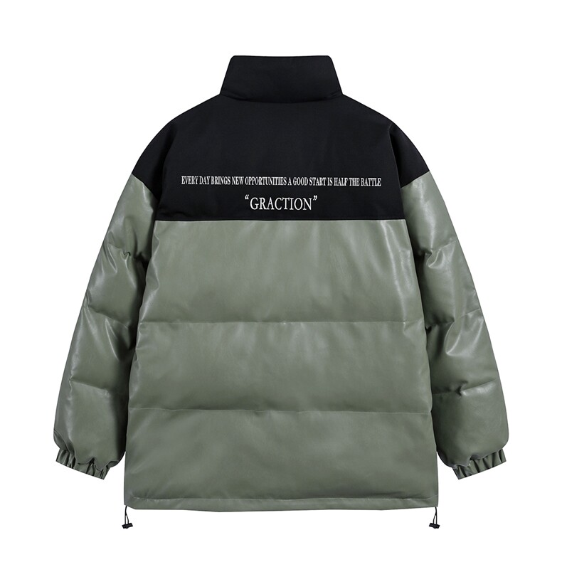 白底23新款冬季时尚百搭宽松字母印花PU棉服外套MY401P115控158,男装棉衣,电商A247-1