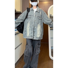 2026秋季牛仔夹克衫潮牌宽松韩版上衣HY481TP60控98，男装夹克，电商A102B