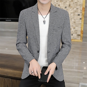 XZ8596P85新款男士西服小西装韩版时尚格子休闲西服外套西装男图片