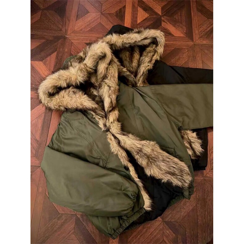 网图美潮座山雕加厚大毛领棉服外套W1877/特P110,男装棉衣,电商B350