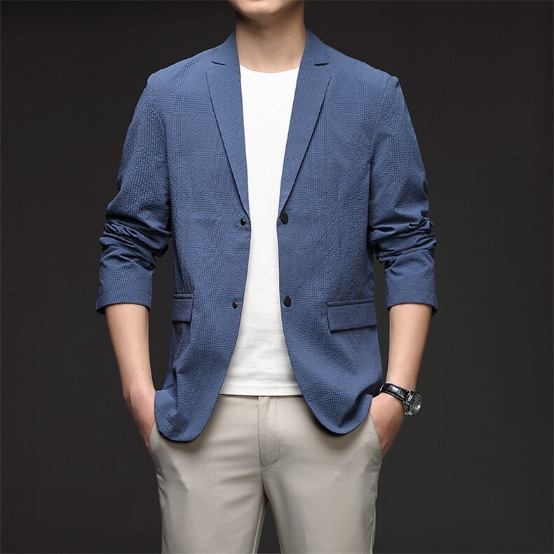 D139男士2023年春季新款长袖西服休闲青年夹克品质西装单西图片
