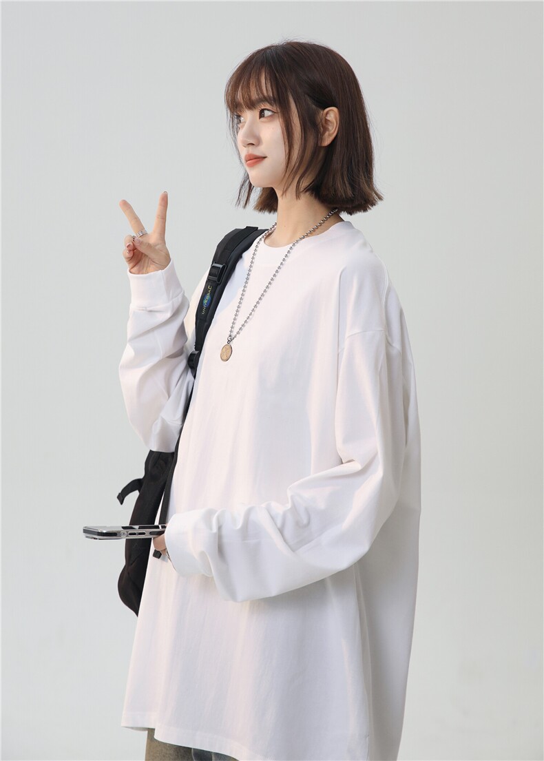 2025春新款大码螺口230高克重纯棉长袖T恤打底衫A158-T222-P18,男装T恤,电商A158