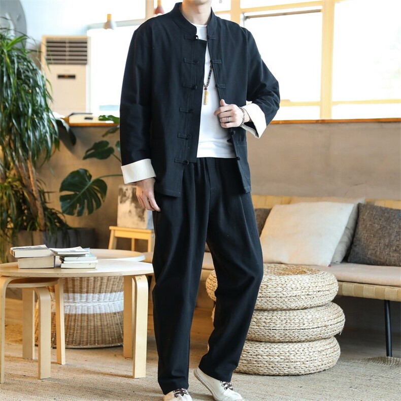 2025春夏新款长袖长裤套装风汉服唐装四季1512-2003-P65,男装休闲套装,星座1512