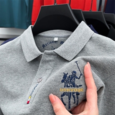 纯棉T恤男长袖中年商务翻领爸爸装polo衫男士休闲大码春秋上衣服，男装T恤，电商B212（原钱塘6029）