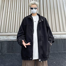 立领水洗牛仔外套男款美式痞帅小众宽松夹克港风潮牌ins百搭上衣，男装工装外套，星座410-6（原星座1304-1）
