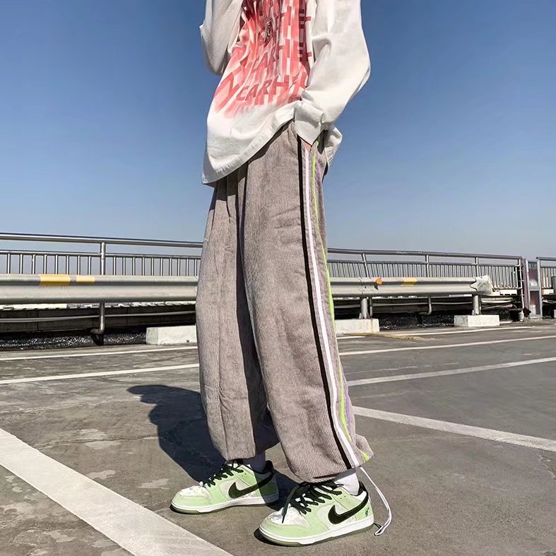 新款潮运动裤拼条宽松彩虹条束脚卫裤A538P34,男装休闲裤,星座1116-2