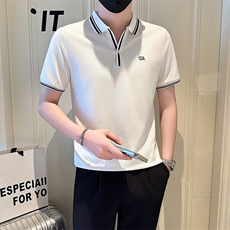 店主风社会小伙男士V领刺绣款POLO衫男休闲T恤301A-1/PL108/P55，男装T恤，星座301A-1