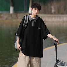 POLO衫男韩版潮流拼色痞子帅气2023夏季新款ins宽松t恤WB043-P30，男装Polo衫，星座412-2