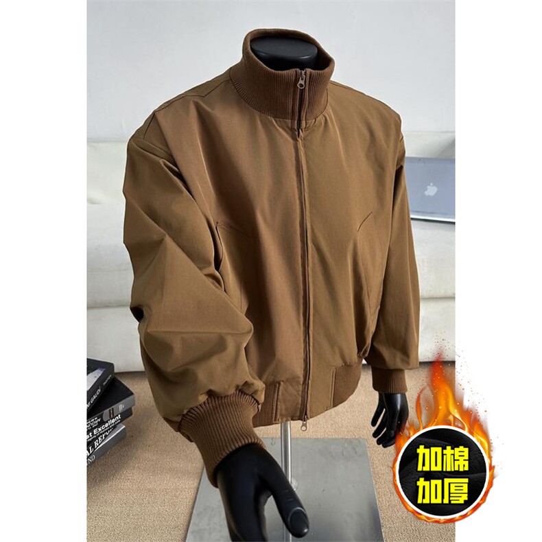 棉衣5W件现货冬季美拉德立领飞行夹克廓形高街棒球服加棉加厚外套，男装夹克，电商A486