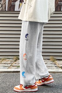秋季青少年侧边图案印花拼接中性宽松运动休闲裤K2108-P50,男装休闲裤,星座211-1