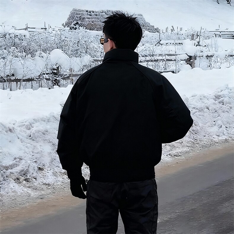现货美式高街休闲夹克冬季三防立领纯色户外工装加厚棉服外套,男装夹克,电商A486