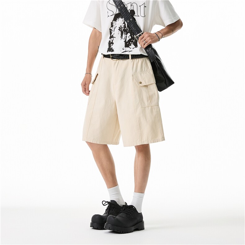 抖音品质夏季新款工装口袋宽松百搭中裤B315-K25797-特p42控78,男装休闲裤,电商B315