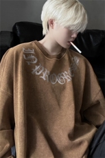 潮款加绒卫衣美式复古痞帅休闲款圆领卫衣A061-EW50113-加绒P65，男装卫衣，电商A061