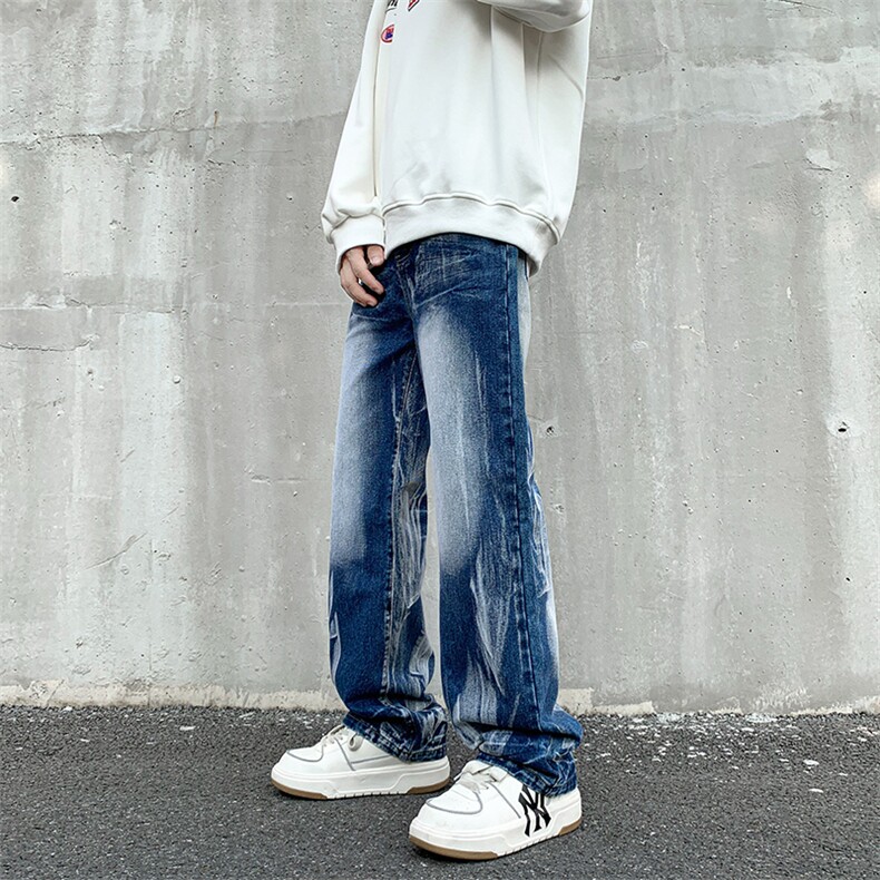 美式ins高街扎染hiphop直筒宽松牛仔裤货号K2321P60,男装牛仔裤,电商A063