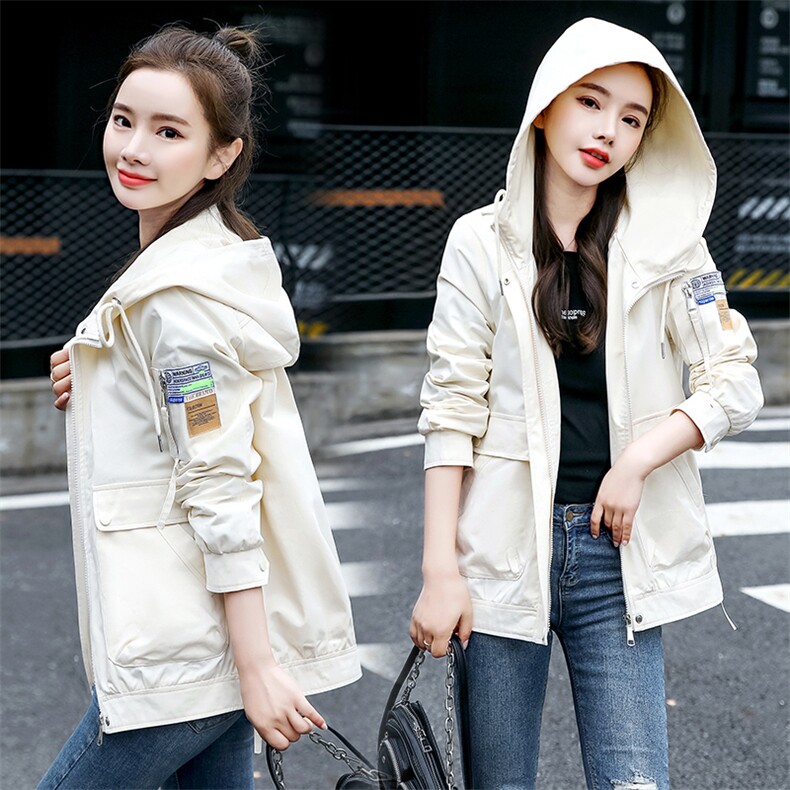2025女士春秋新款韩版连帽休闲夹克今年流行爆款小个子风衣短外套，女装短外套，涵亦佰惠