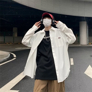 春秋季新款纯色长袖衬衫男潮流宽松男装上衣服休闲CS024-P40图片