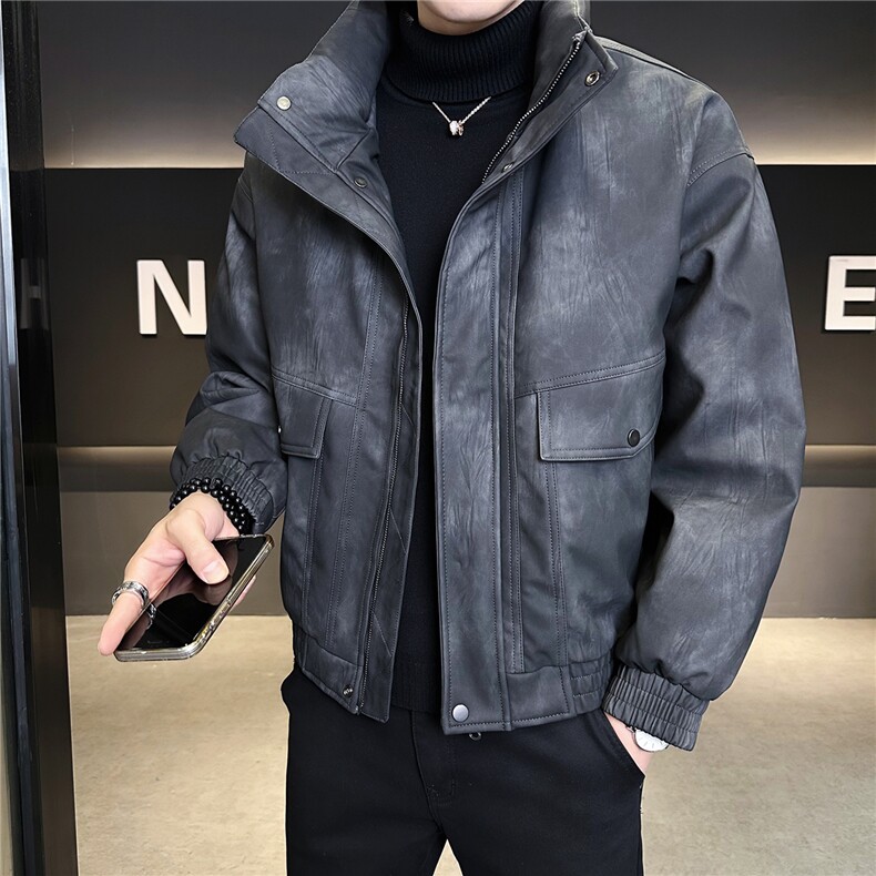 新标90绒男士皮羽绒服冬季2025新款立领外套A313-888-P305,男装羽绒服,电商A313