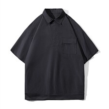 T6069/P35夏季简约短袖衬衫男设计感小众工装衬衣polo衫宽松T恤男，男装T恤，电商A141
