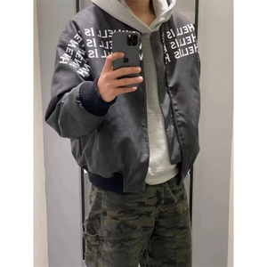 棒球服外套男美式高街字母皮衣高级感宽松夹克W6709-P75图片