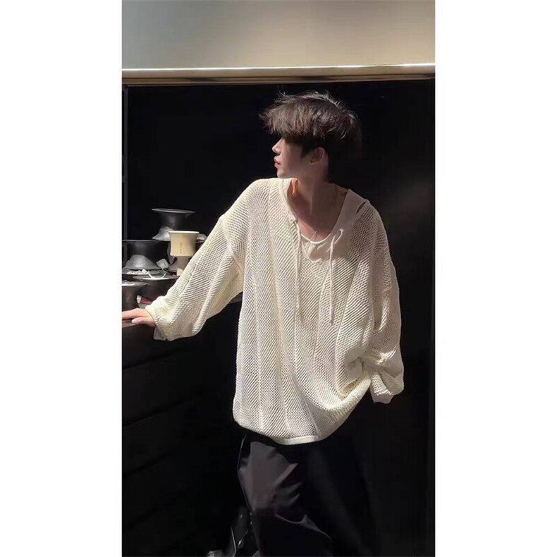 1303B-1-BK1014-特P45小众V领镂空冰感长袖针织衫原版做工网图，男装针织衫/毛衣，星座1303B-1