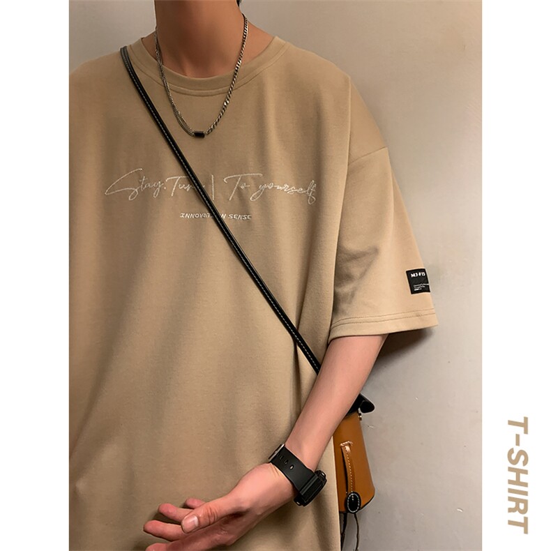 冰氧仿棉短袖港风暖光夏季休闲百搭字母印花男上衣TC3152-P22控48,男装T恤,星座717
