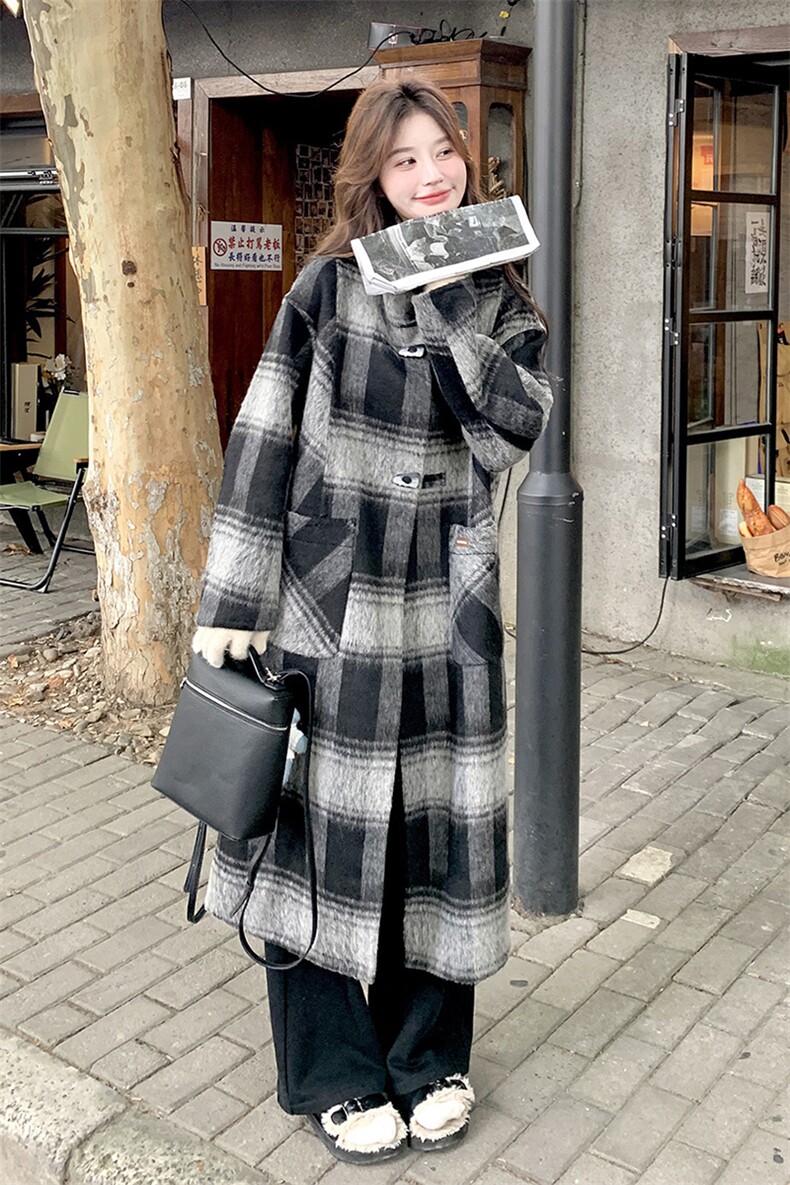 2楼002-2707-P295K388档口现货！格子羊毛外套双面呢大衣,女装毛呢外套,千寻
