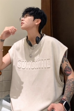！2025夏季新款男士钢印麂皮绒背心无袖T恤TLBX01特P22控38，男装背心/马甲，电商B220