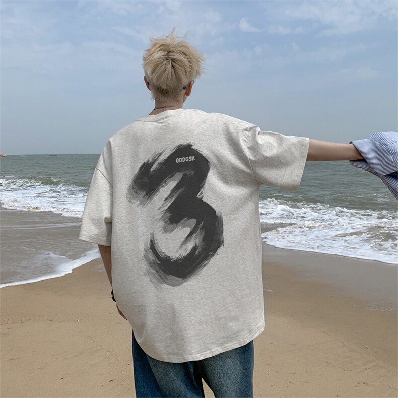 已注册/夏季外景纯棉印花短袖T恤男宽松圆领半袖衫DT9736/P25,男装T恤,电商B316