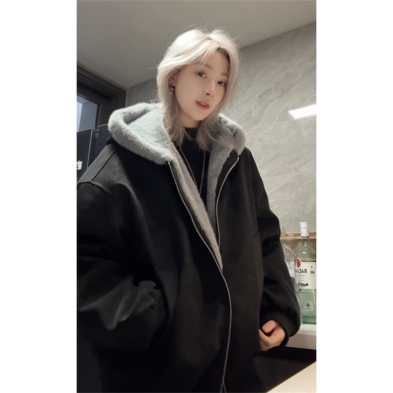 座山雕羊羔绒外套男女情侣冬季棉服加绒加厚连帽棉衣MF3677-特P98,男装棉衣,电商B295
