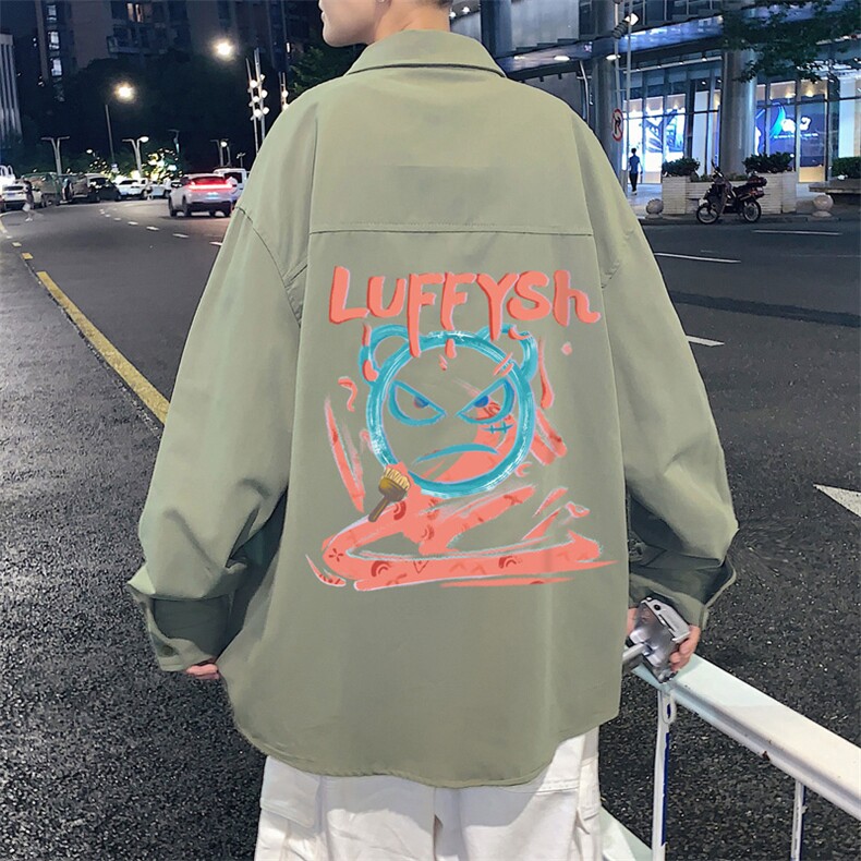 春季长袖衬衫男宽松港风衬衣男外套男CSCS286-P35,男装衬衫,电商B371