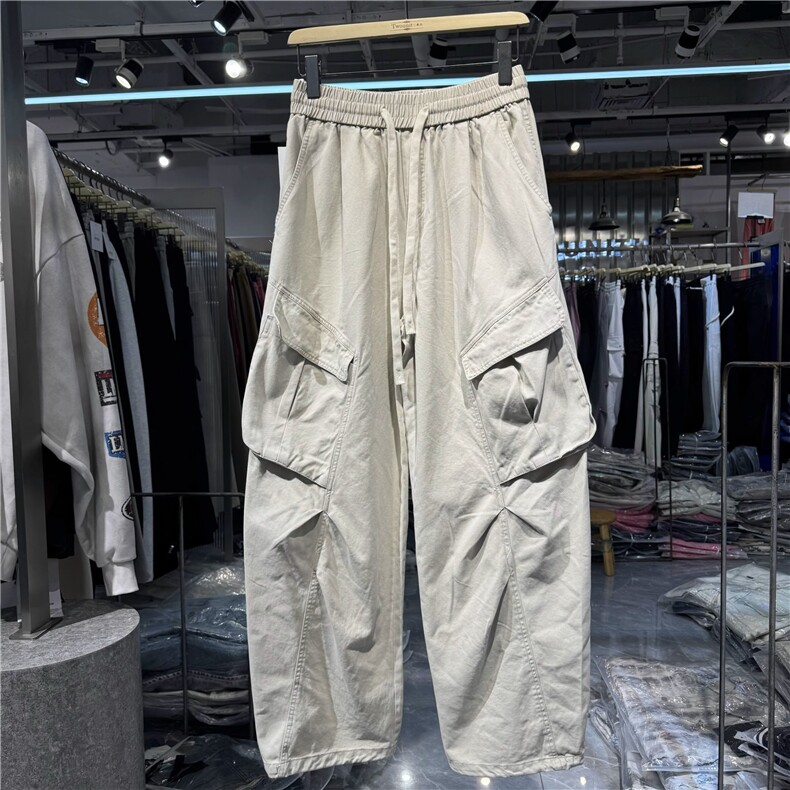 1506/QA150/P46伞兵裤男褶皱多口袋工装宽松直筒阔腿休闲长裤子,男装工装外套,星座1506