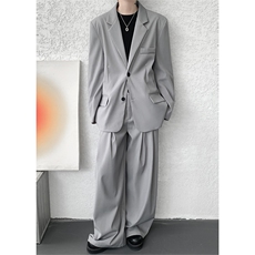 潮流休闲西装外套高级痞帅宽松韩版自带垫肩西服外套可整套搭配，男装西服，电商B319