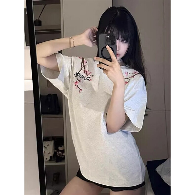 万针全刺绣工艺抖音得物高品质260克重磅纯棉双纱美式高街短袖T恤,男装T恤,电商A486