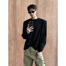 春季新款拼接长袖T恤宽松潮流正肩圆领款男女C64120-TP16不，男装T恤，电商A102