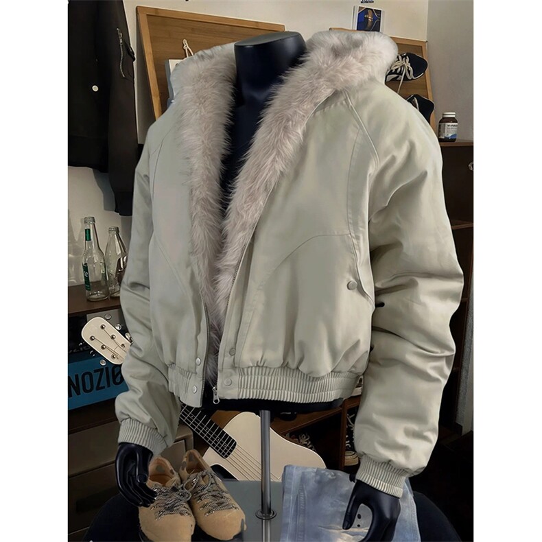 现货高品质美式高街冬季重磅硬挺短款座山雕毛领棉衣男女加厚外套,男装棉衣,电商A486-1