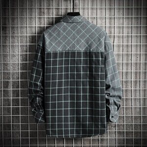 休闲格子衬衫男长袖韩版潮流宽松情侣衬衣秋款百搭外套DF62T图片