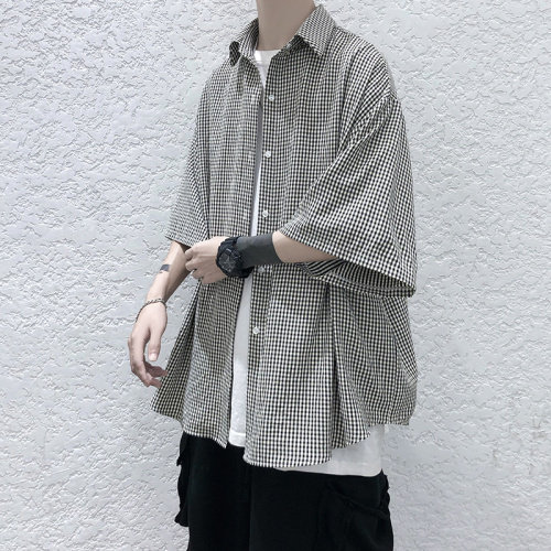 港风经典格子宽松男士衬衫A071-C03-P35,男装衬衫,电商A071