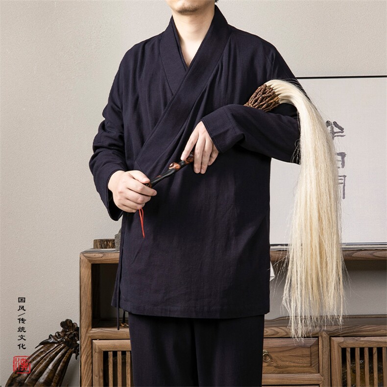 秋冬新款风男装棉麻改良汉服新中式道袍禅修服TZ01P85图片