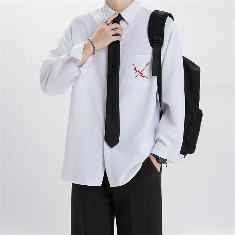短袖白衬衫基础款dk制服内搭衬衣领带男女生拍照表演班服搭配套装,男装T恤,星座506A