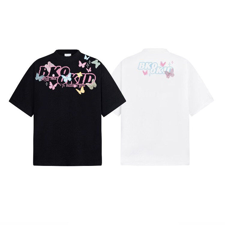 万针全刺绣工艺抖音得物高品质260克重磅纯棉双纱美式高街短袖T恤，男装T恤，电商A486