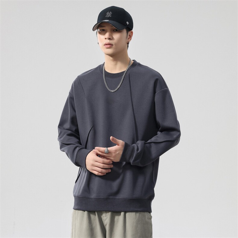 2025款日系潮牌拼接休闲上衣男士宽松重磅圆领卫衣2801-P42控79,男装卫衣,电商D215