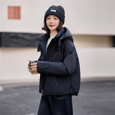 爆《2025冬季新款连帽90白鸭绒羽绒服休闲防风保暖派克服加厚外套，女装羽绒服，米莱