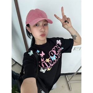 万针全刺绣工艺抖音得物高品质260克重磅纯棉双纱美式高街短袖T恤图片